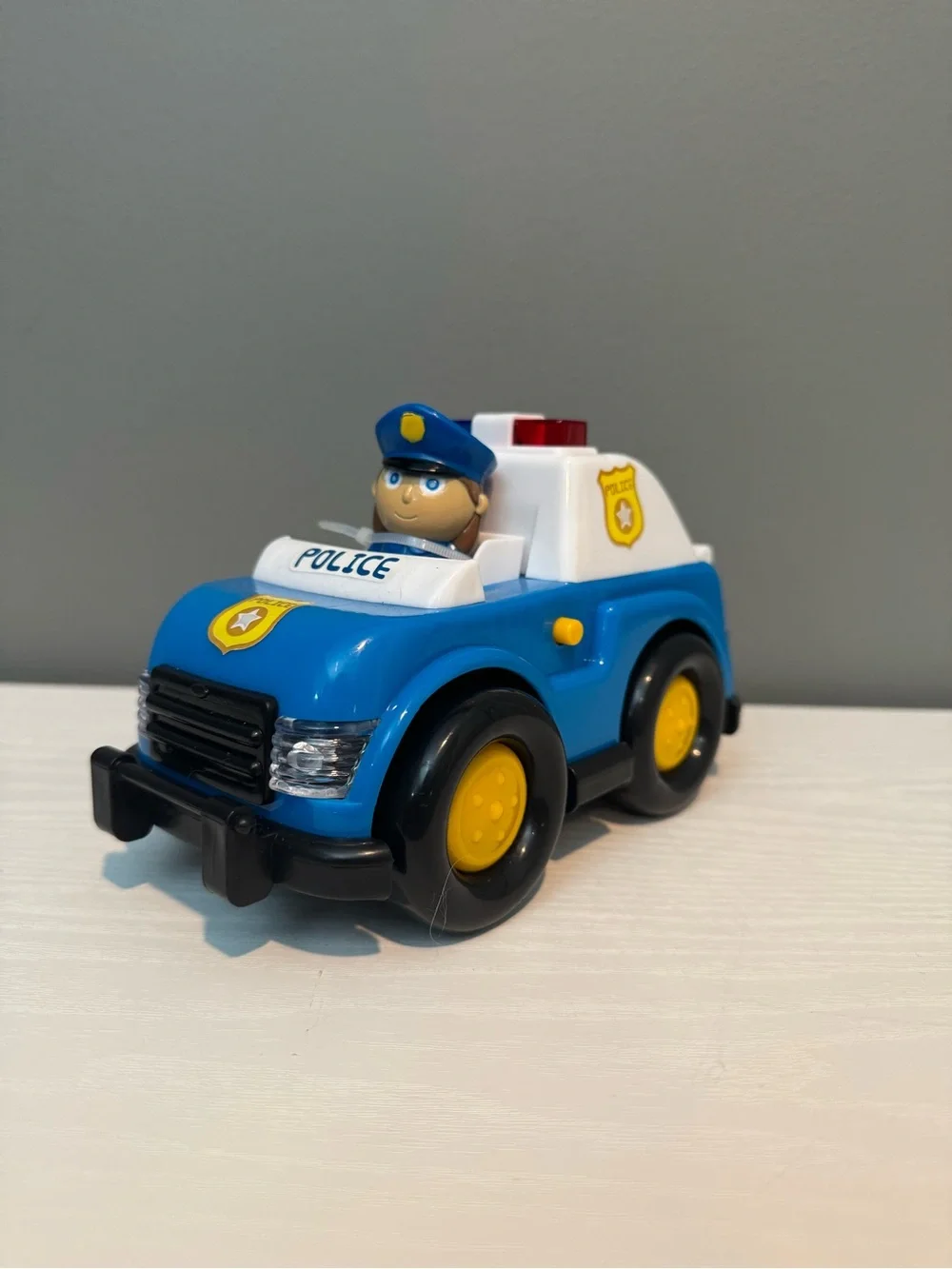 Blue Police Patrol Toy Car with Officer Figure tested and sounds work